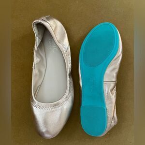 CZZPRC Lambskin Leather Ballet Flats Rose Gold Metallic 8.5
